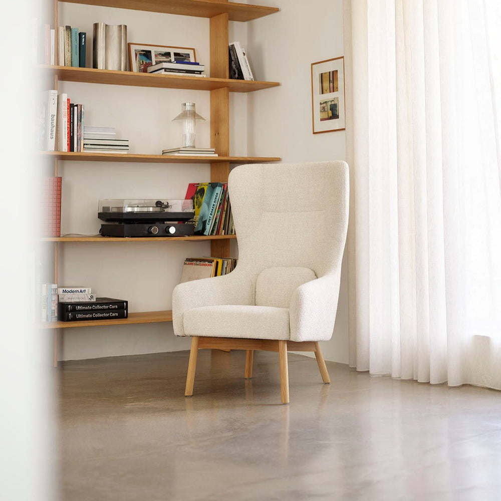 FDB Møbler Gesja Wing chair in solid oak (beige)
