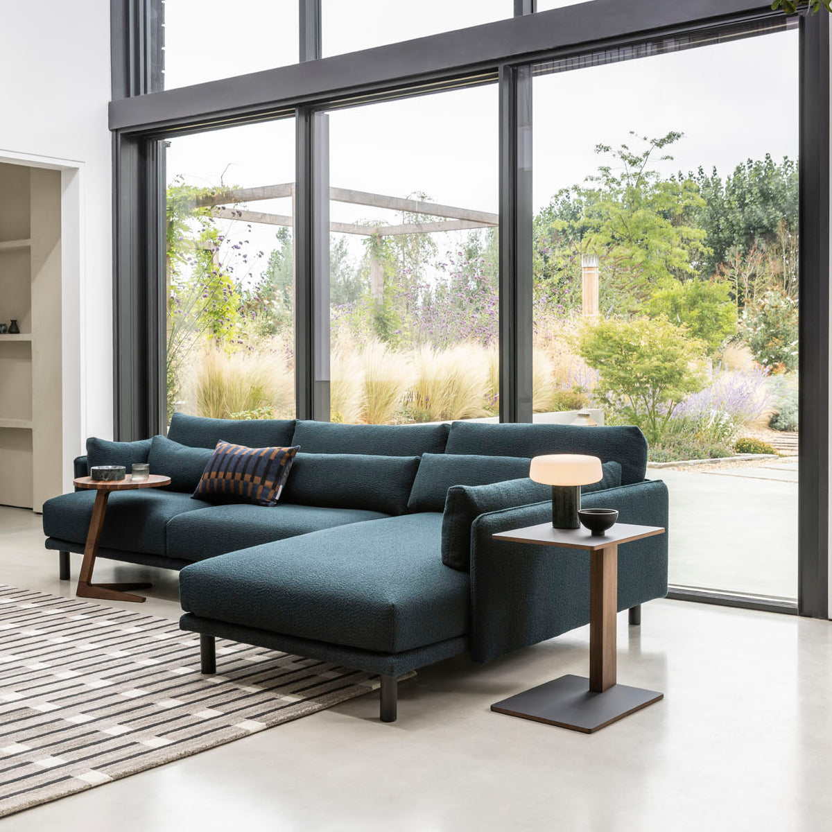 Overhang Rectangular Side Table styled with Linn Sofa