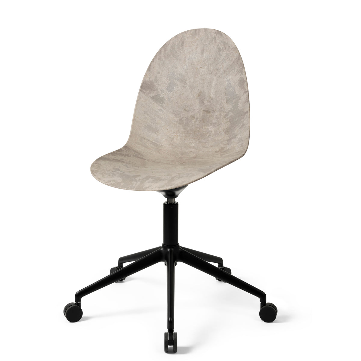 Mater Eternity Swivel Chair with Wheels in Wood Waste Grey, Matek shell on a recycled aluminum base
