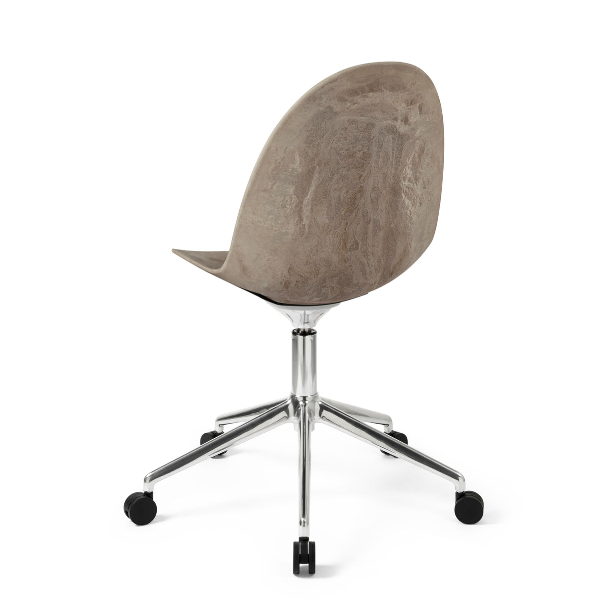 Mater Eternity Swivel Chair with Wheels in Coffee Waste Light, Matek shell on a recycled aluminum base