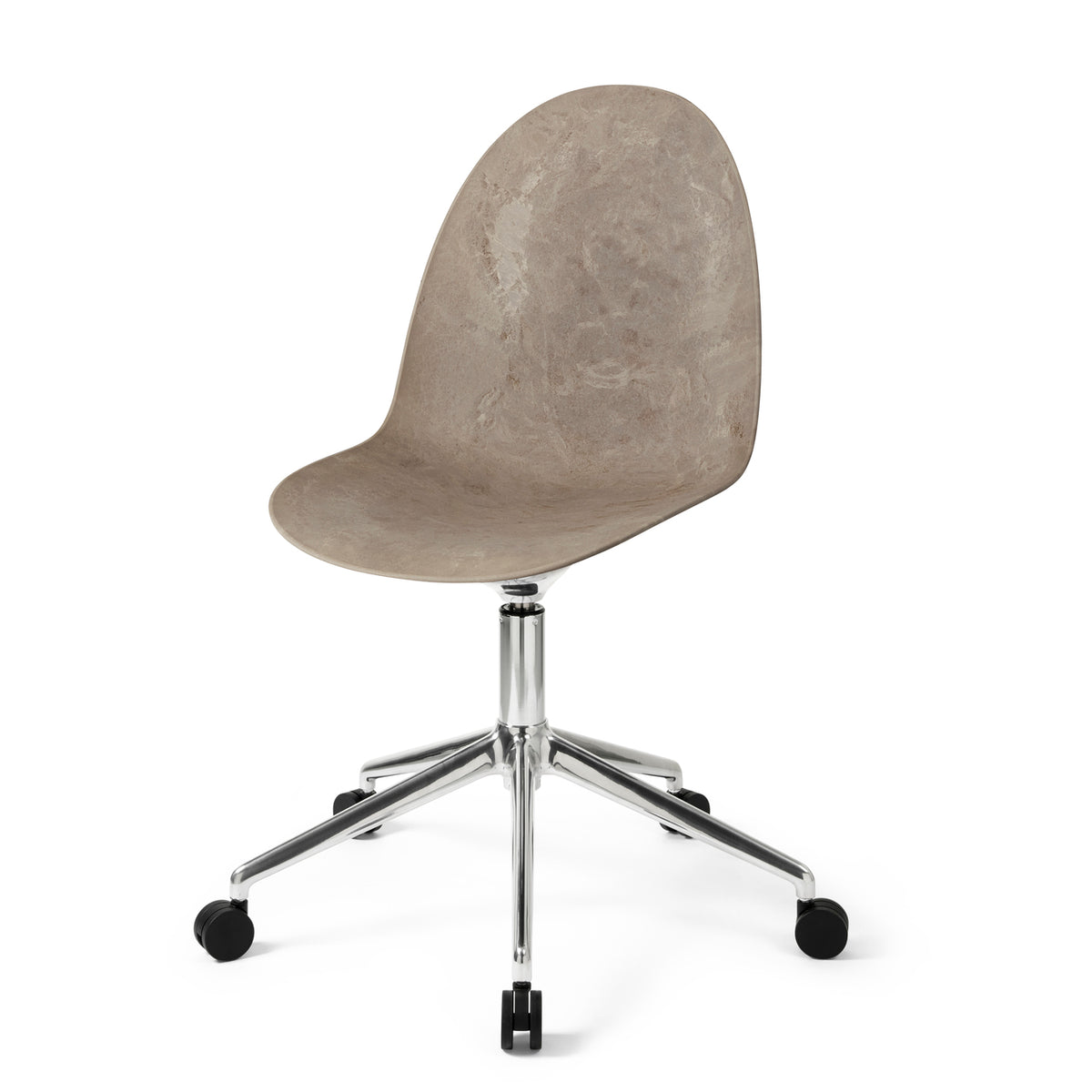 Mater Eternity Swivel Chair with Wheels in Coffee Waste Light, Matek shell on a recycled aluminum base