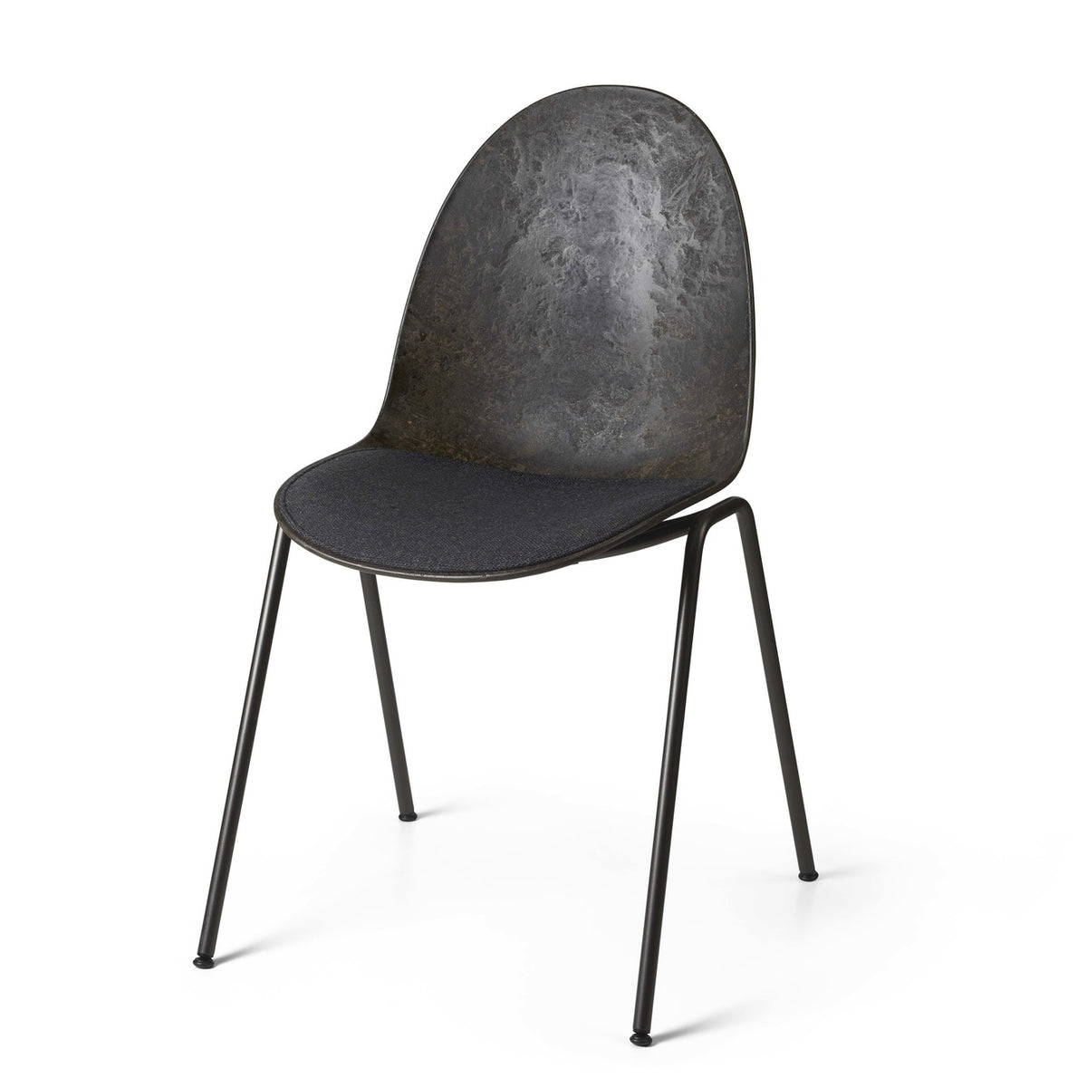 Mater Eternity Side Chair in Coffee Waste Black, Matek shell on a recycled steel frame