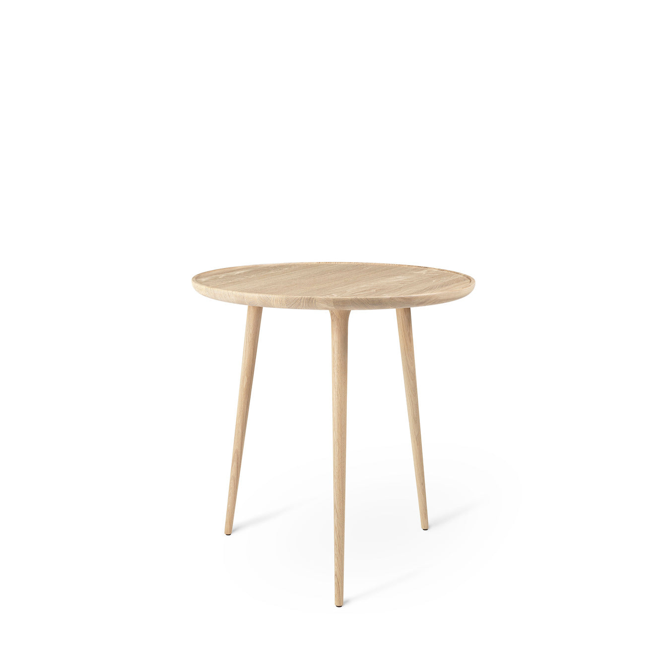 Mater Accent café table in matt white, eco friendly dining design featured at Comosum