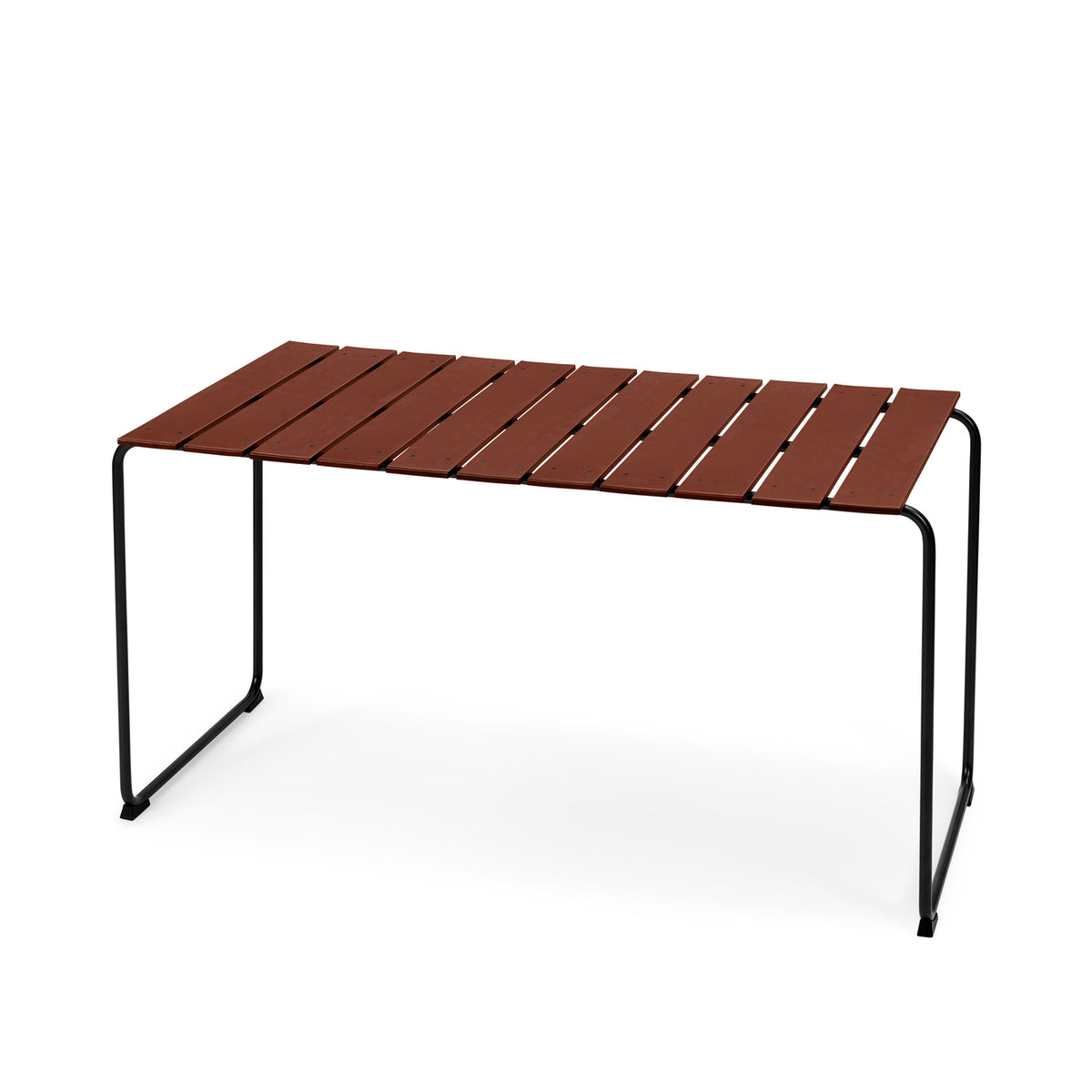 Mater Ocean 4 Person Dining Table in Burnt Red, recycled post-consumer e-waste plastic