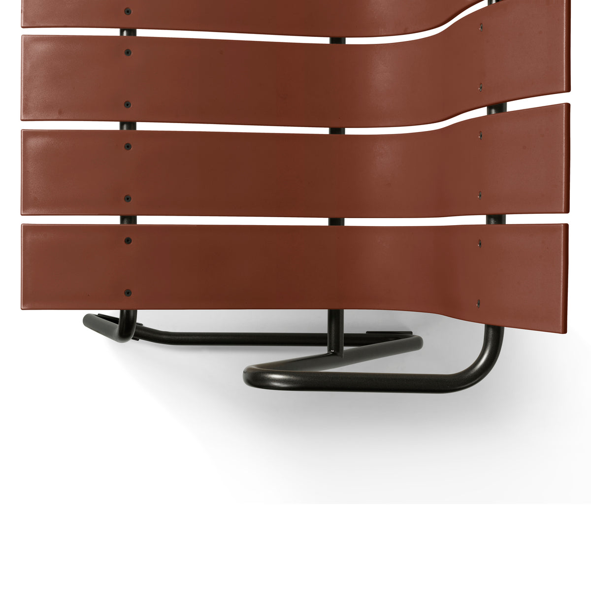 Mater Ocean Bench in Burnt Red, recycled post-consumer e-waste plastic