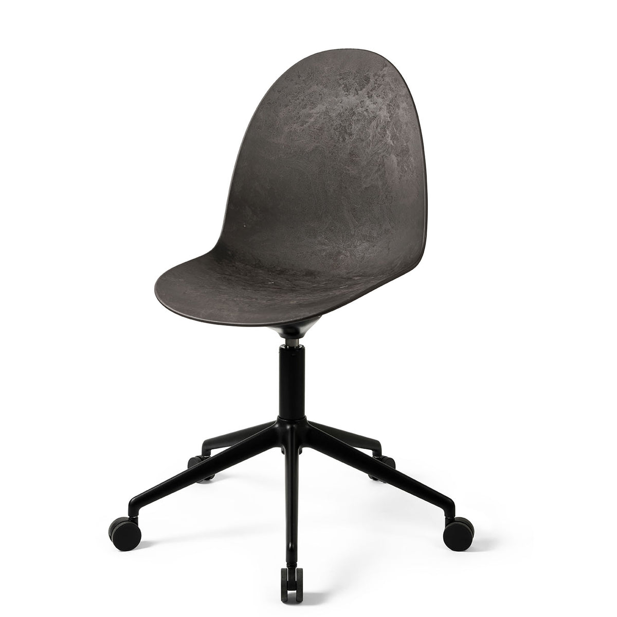 Mater Eternity Swivel Chair with Wheels in Coffee Waste Black, Matek shell on a recycled aluminum base