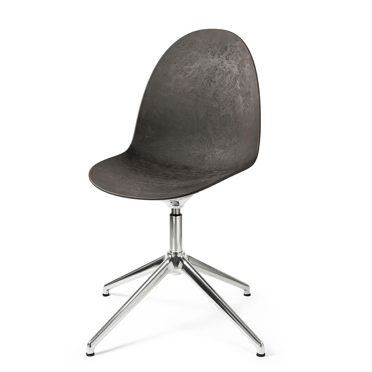 Mater Eternity Swivel Chair in Coffee Waste Black, Matek shell on a polished aluminum base