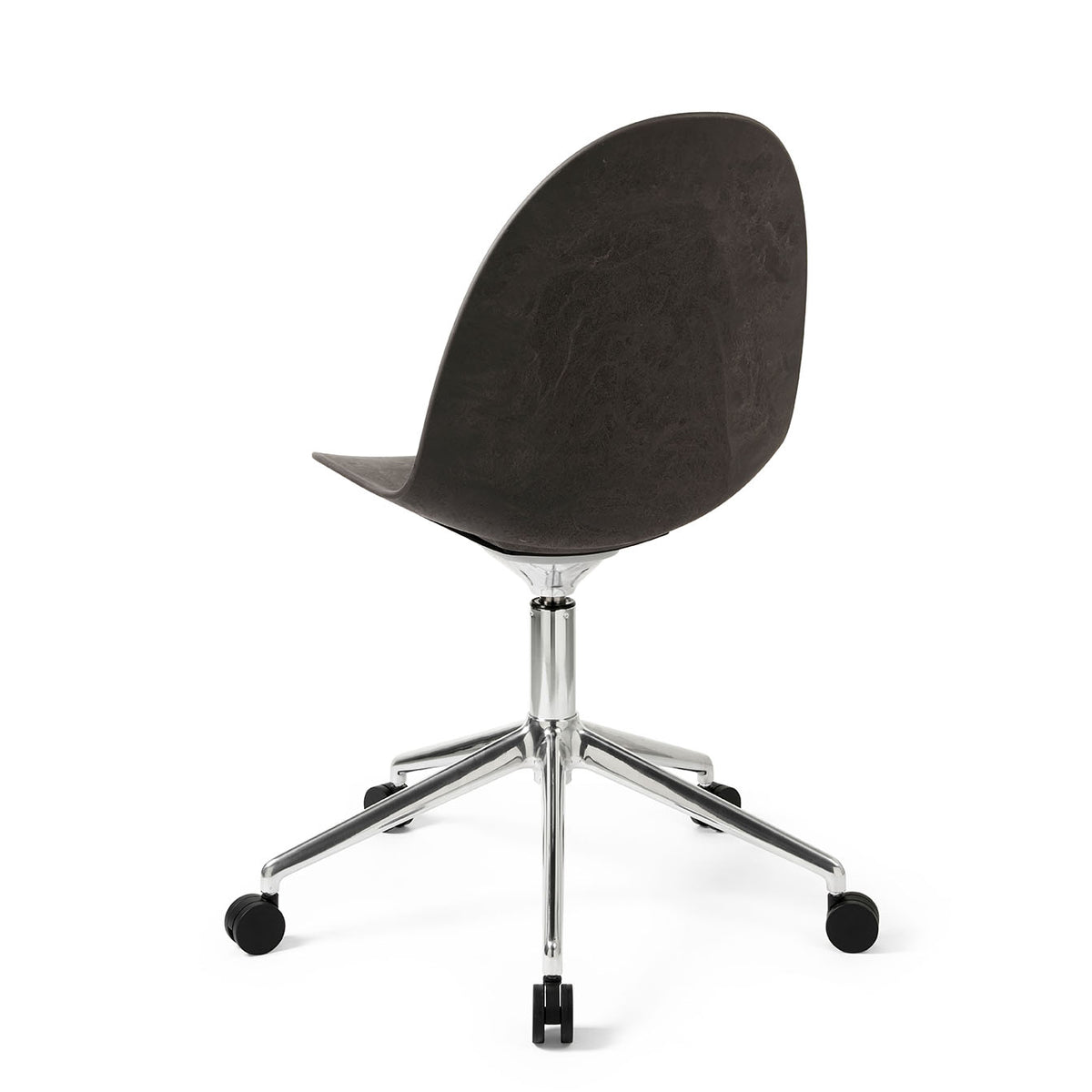 Mater Eternity Swivel Chair with Wheels in Coffee Waste Black, Matek shell on a recycled aluminum base