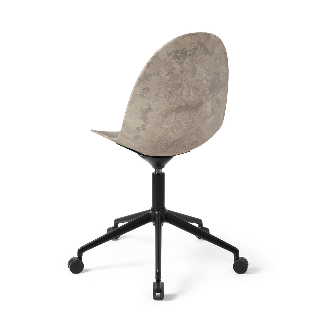 Mater Eternity Swivel Chair with Wheels in Wood Waste Grey, Matek shell on a recycled aluminum base