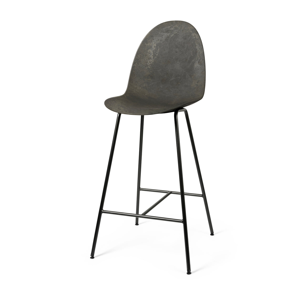 Mater Eternity Counter Stool in Coffee Waste Dark, Matek seat on a recycled metal frame