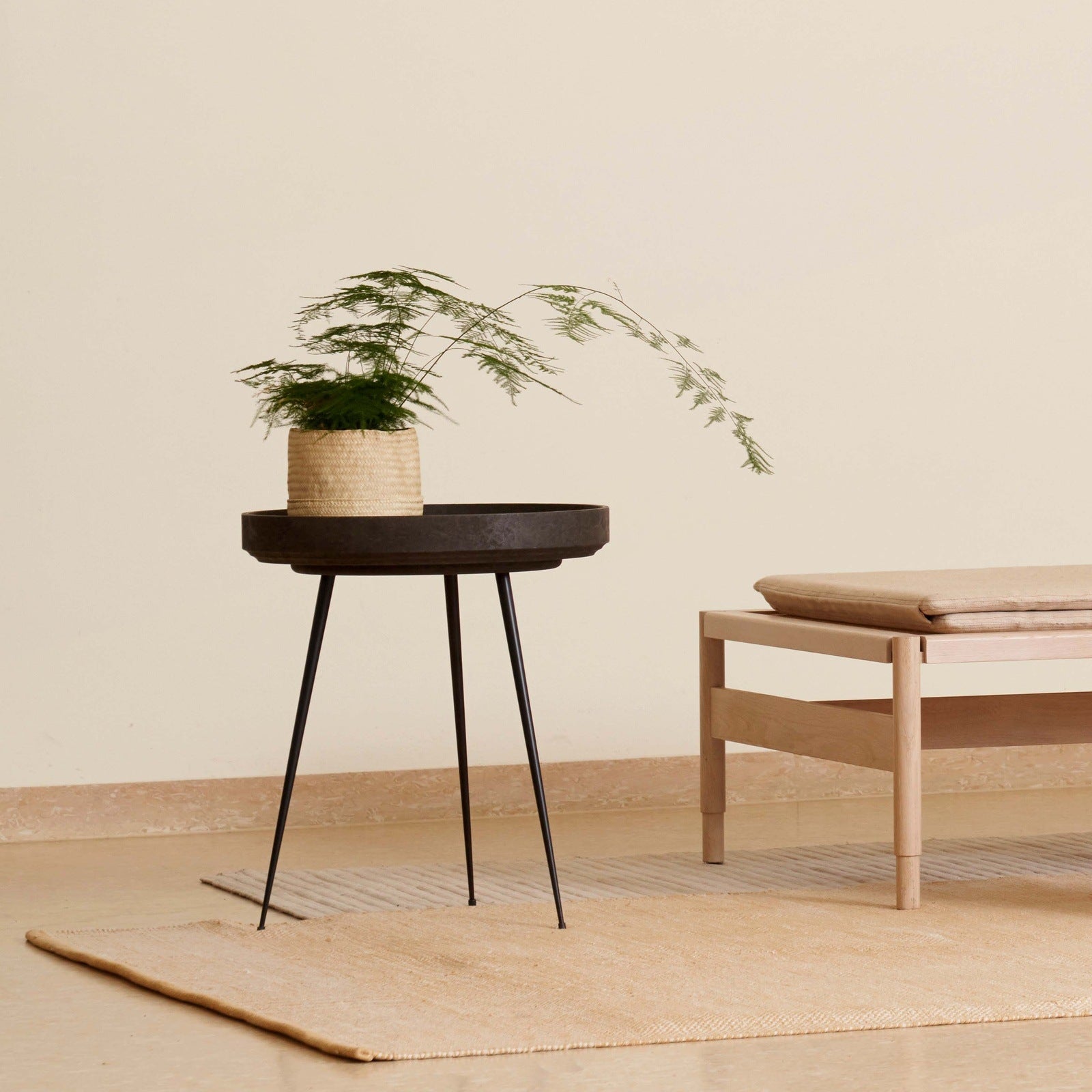 Mater Bowl Table Recycled Edition in Matek recycled coffee-shell composite, the Mater Bowl Table designed by Ayush Kasliwal