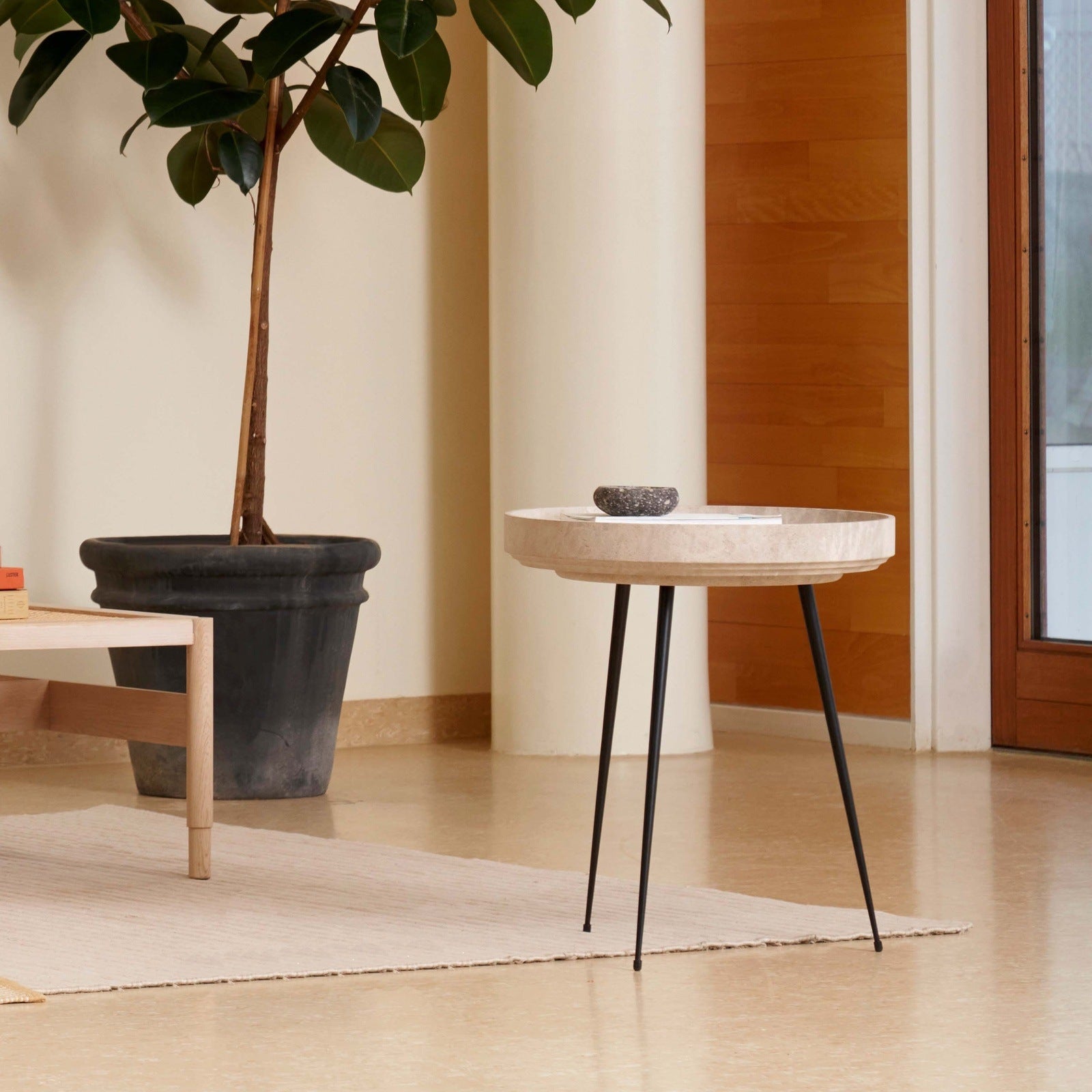 Mater Bowl Table Recycled Edition in Matek recycled coffee-shell composite, the Mater Bowl Table designed by Ayush Kasliwal