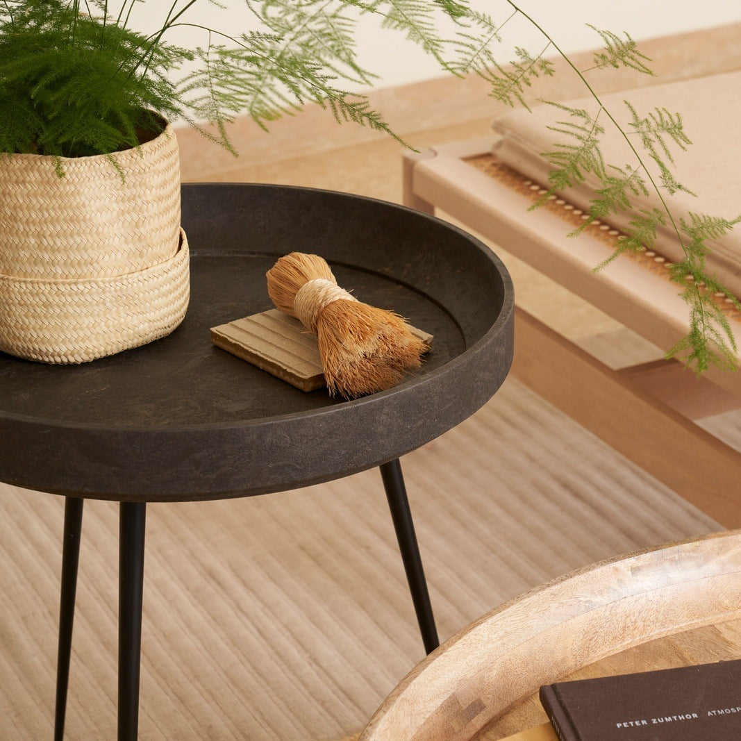 Mater Bowl Table Recycled Edition in Matek recycled coffee-shell composite, the Mater Bowl Table designed by Ayush Kasliwal