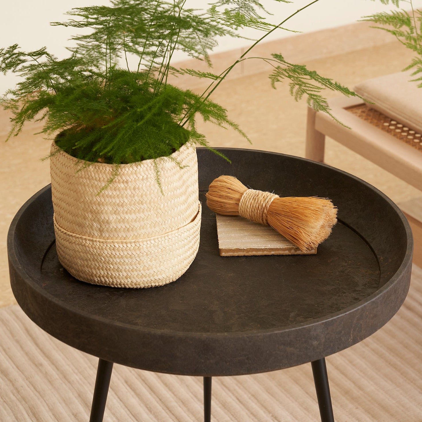 Mater Bowl Table Recycled Edition in Matek recycled coffee-shell composite, the Mater Bowl Table designed by Ayush Kasliwal