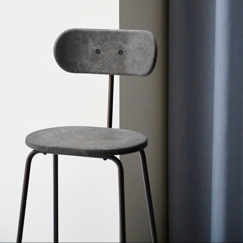 Mater Earth Stool with Backrest in solid wood, designed by Space Copenhagen, B Corp certified Danish design