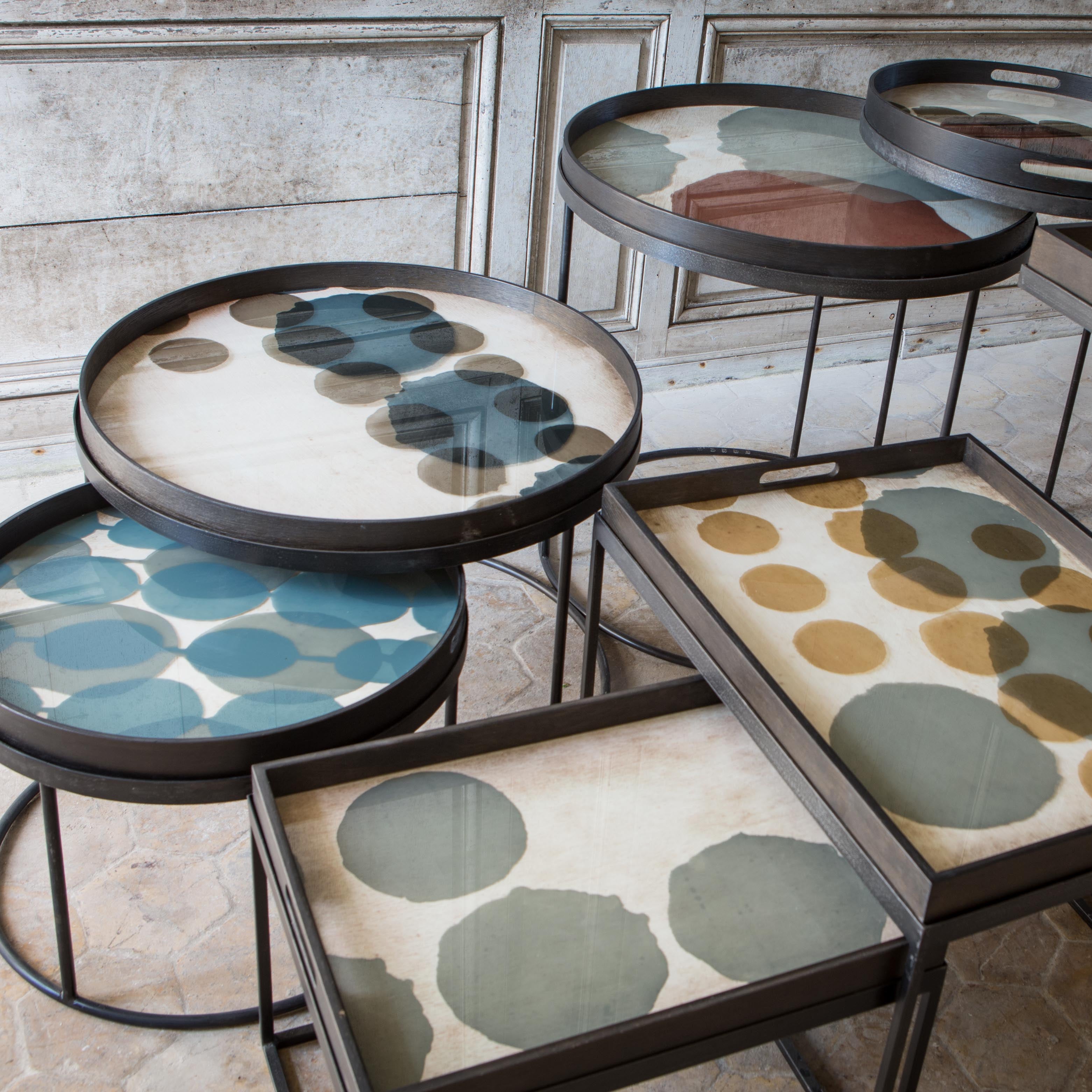 Ethnicraft Connected Dots Glass Tray with bronzed glass, Belgian-designed accessory
