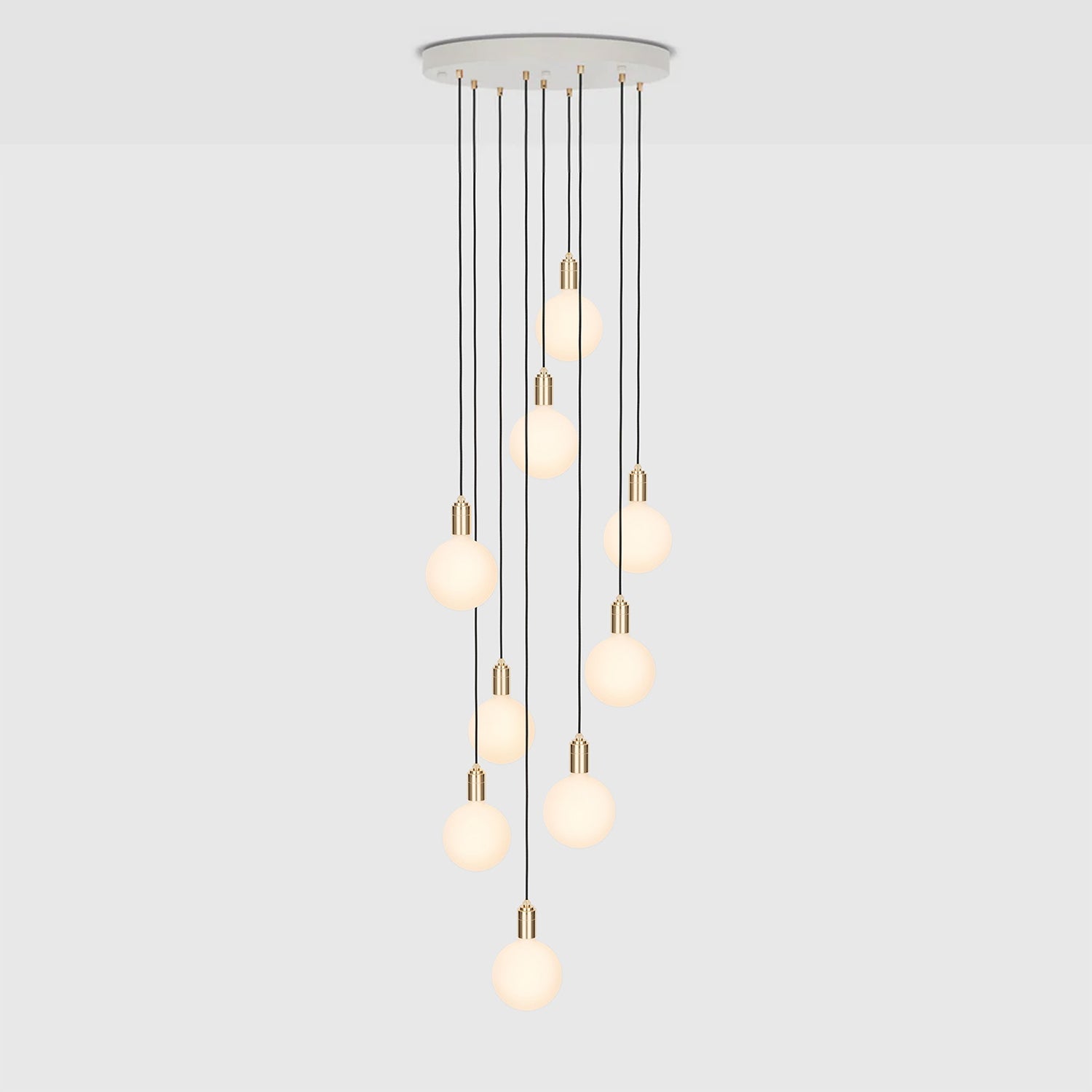 Tala Nine Pendant in Brass with Sphere IV bulbs, packshot
