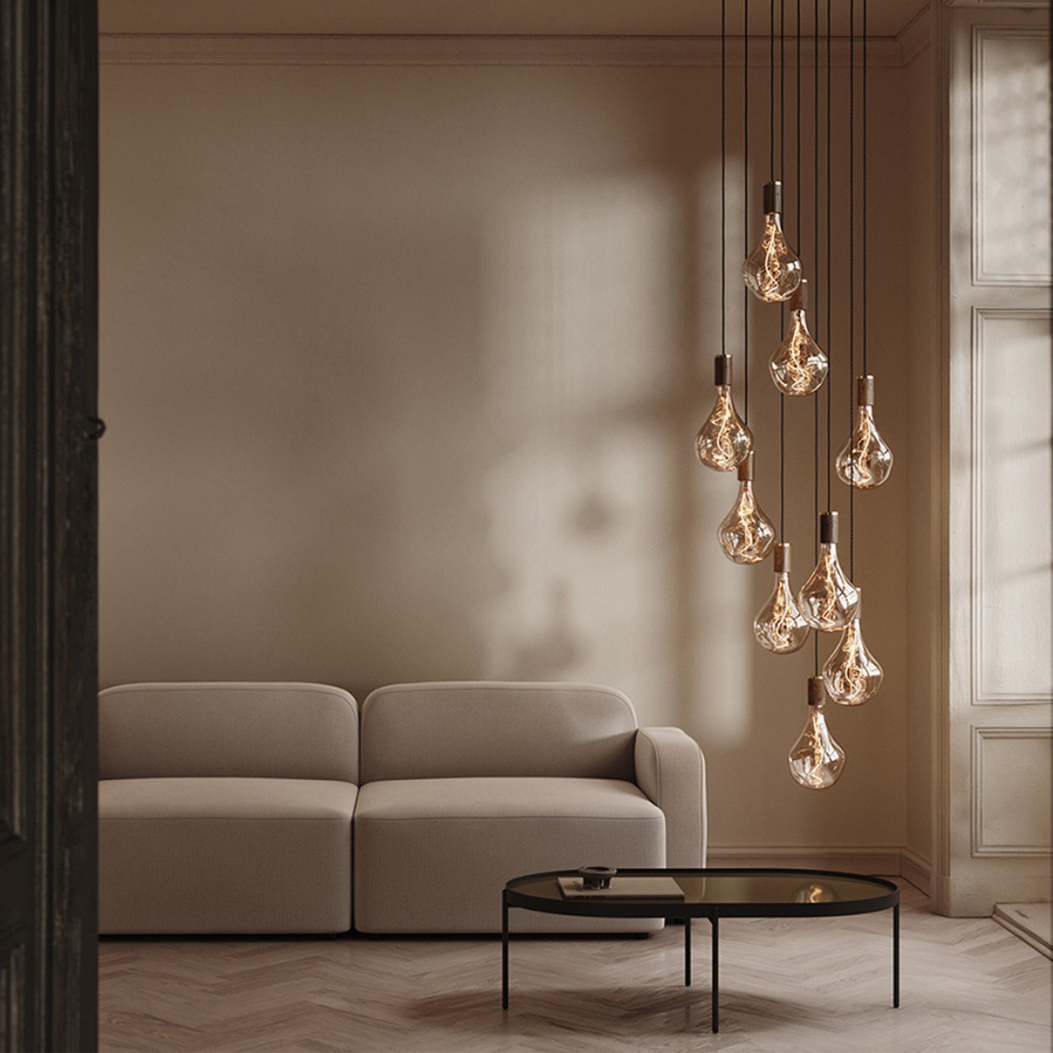 Tala Nine Pendant in Walnut, rendered