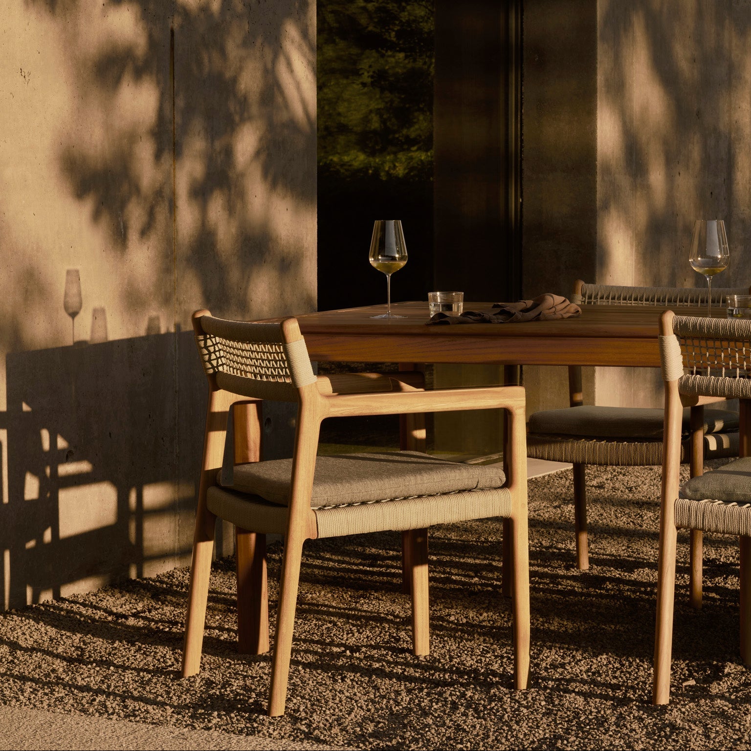 Ethnicraft Jack Woven Outdoor Dining Chair Cushion, woven outdoor textile by Belgian brand Ethnicraft