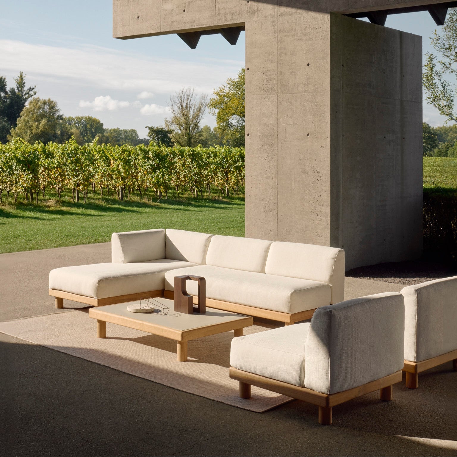 Ethnicraft Monocle Outdoor Coffee Table, FSC-certified solid wood furniture by Belgian brand