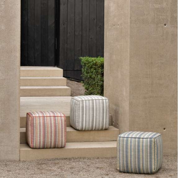 Ethnicraft Zahara Outdoor Pouf with FSC-certified solid wood frame, Belgian design