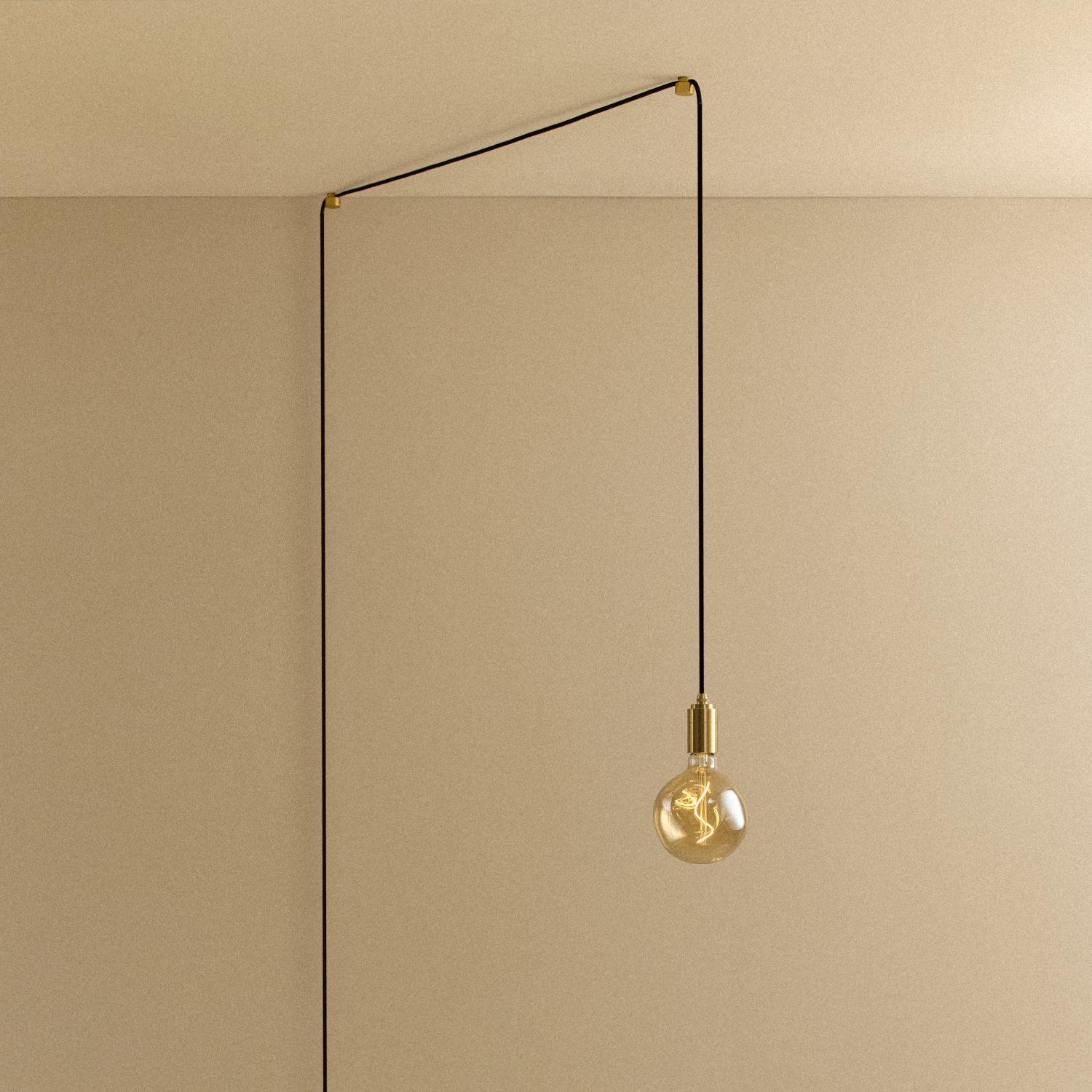 Tala Voronoi I Plug-In Pendant in Brass, studio shot with light on