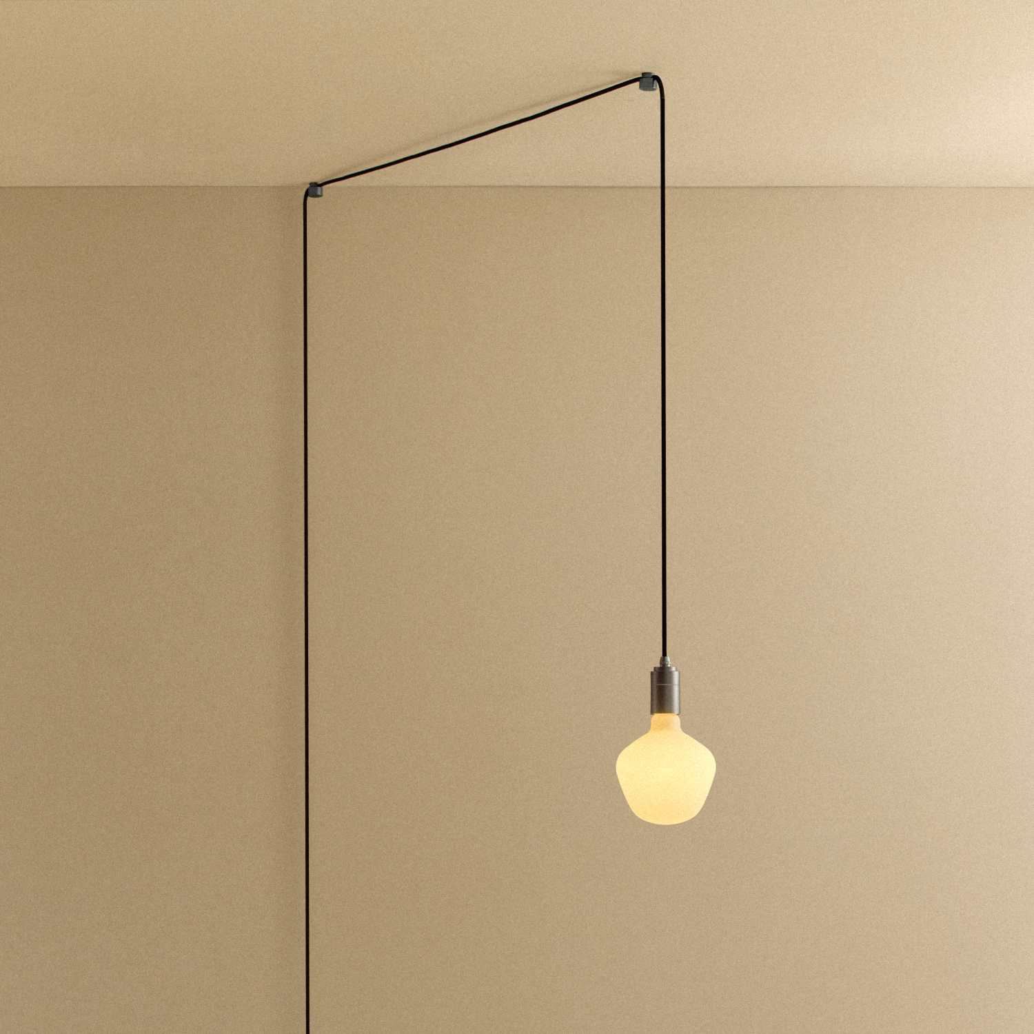 Enno Plug-In Pendant Light in Graphite, illuminated