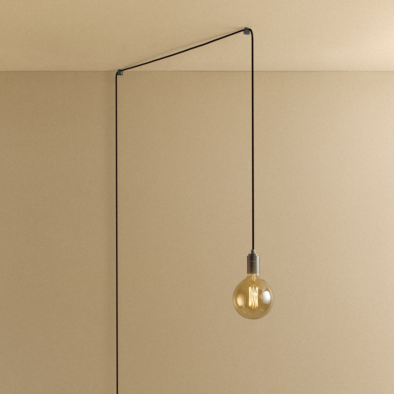 Gaia Plug-In Pendant Light in Graphite, illuminated