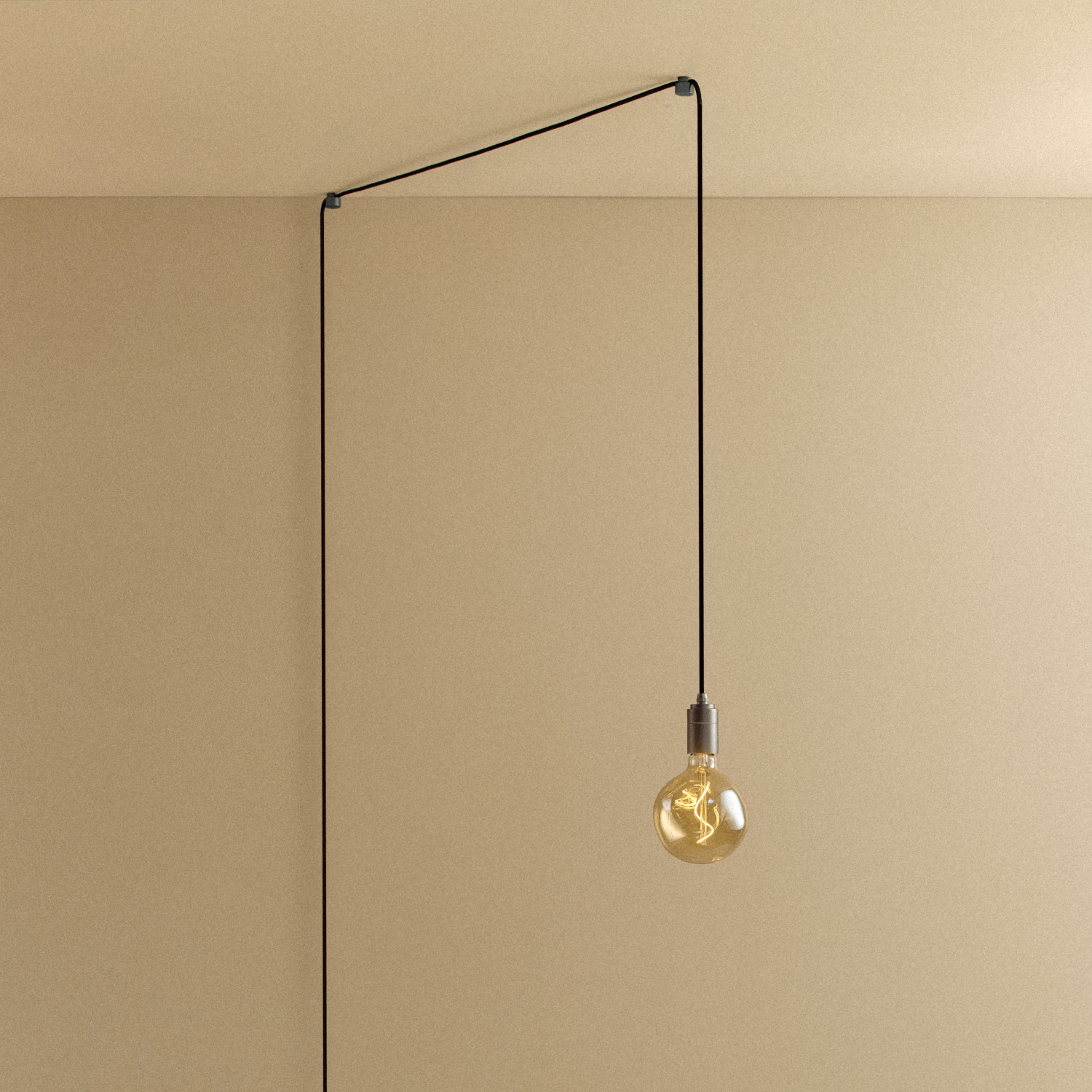 Tala Voronoi I Plug-In Pendant in Graphite, studio shot with light on