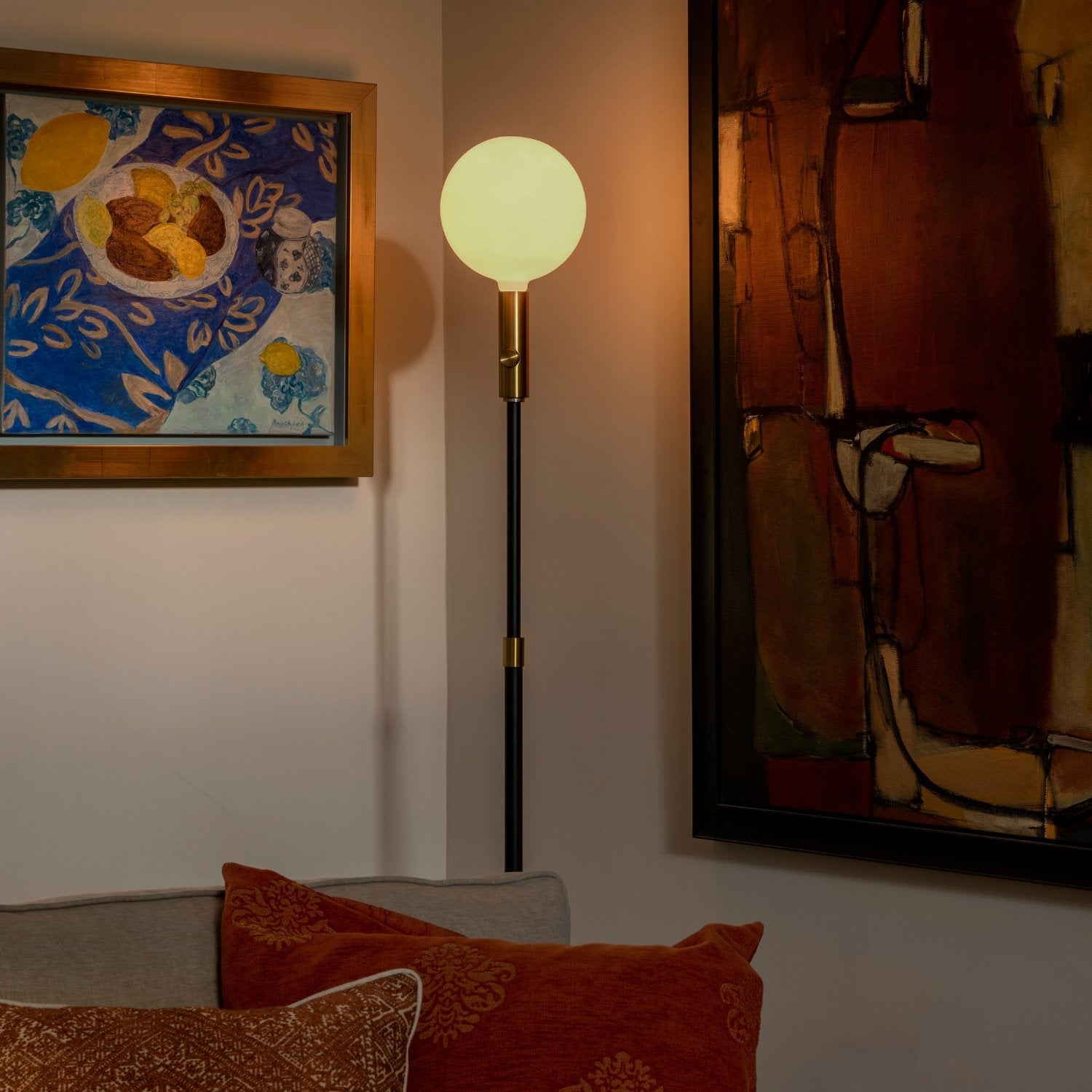 Tala Poise Adjustable Floor Lamp in Brass, lifestyle setting