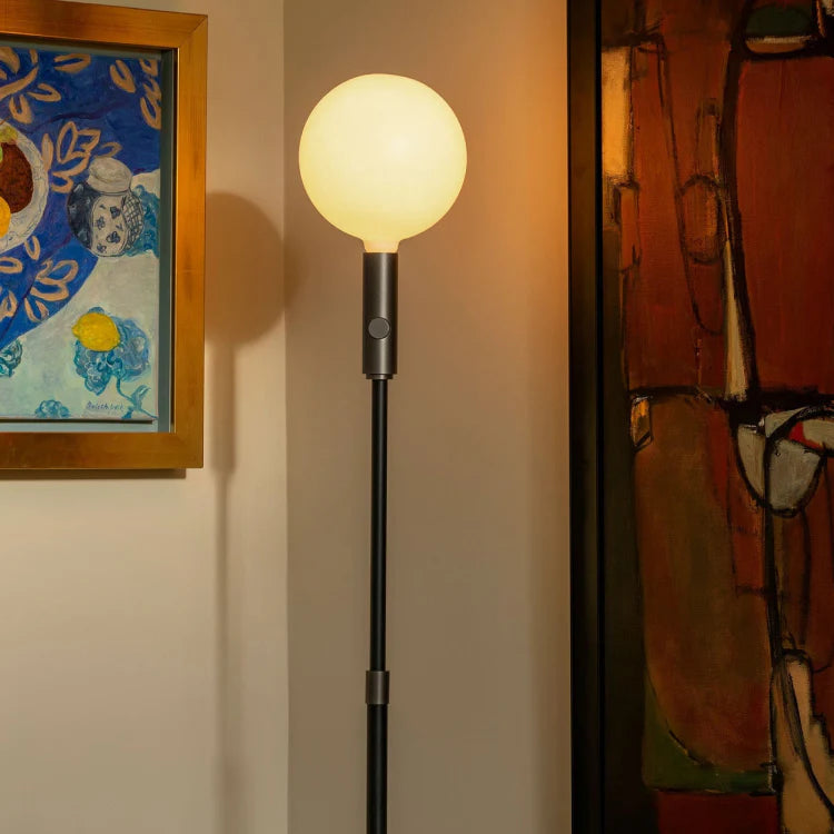 Tala Poise adjustable floor lamp with Oval II bulb in powder-coated steel with Oval II bulb, British lighting design
