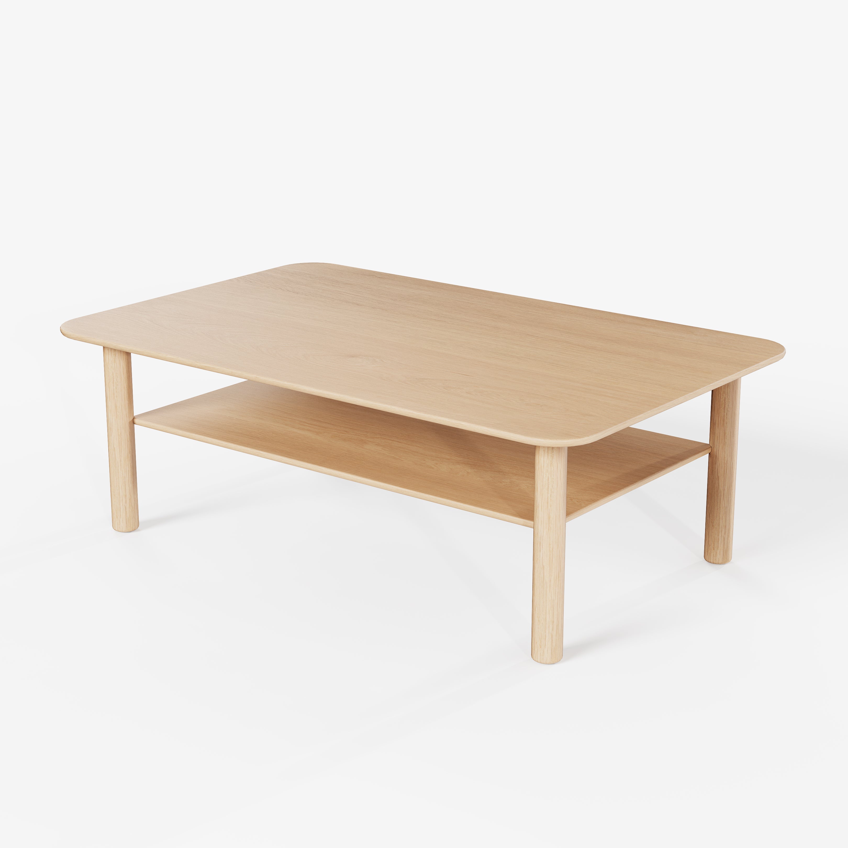 Case Port rectangular coffee table in FSC-certified oak, designed by Matthew Hilton.