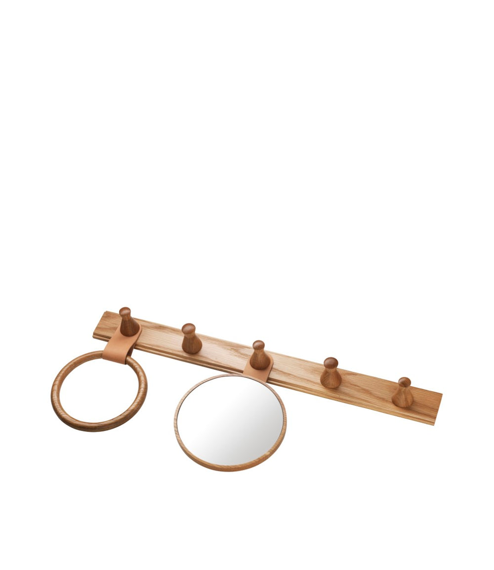 FDB Møbler Allé Mirror for coat hook in solid oak