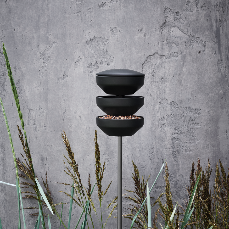 Recycled Bird Feeding Station on Pole