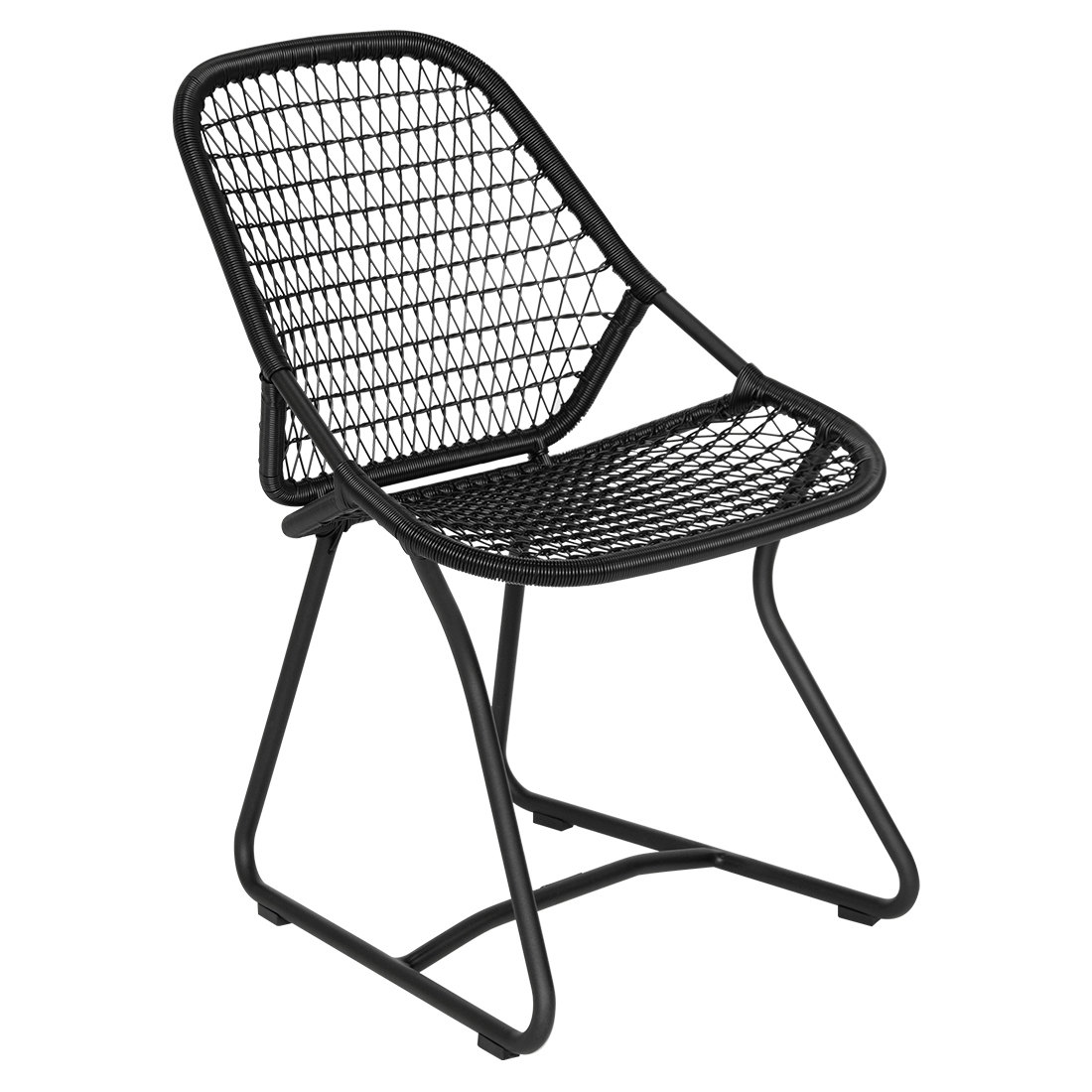 Fermob Sixties Chair in Liquorice powder-coated steel, outdoor chair from France