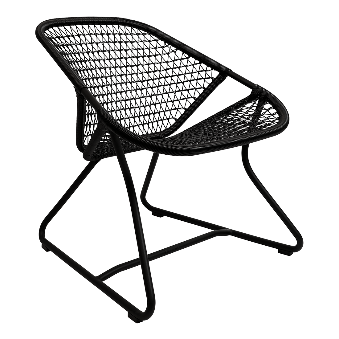 Fermob Sixties Low Armchair in Liquorice powder-coated steel, outdoor lounge from France