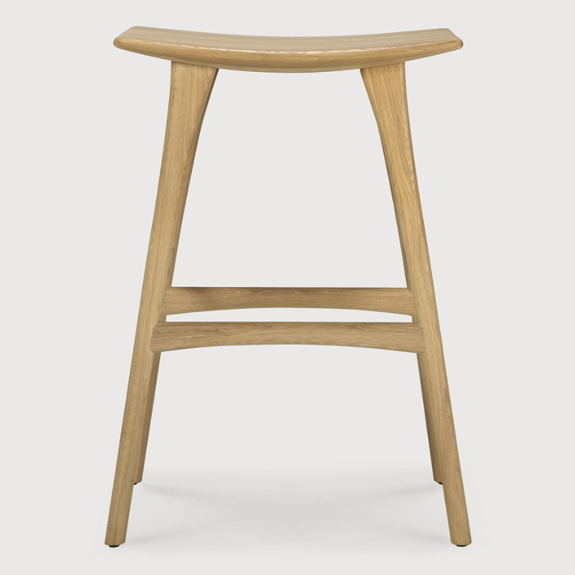 Ethnicraft Osso Bar Stool, FSC-certified solid wood furniture by Belgian brand