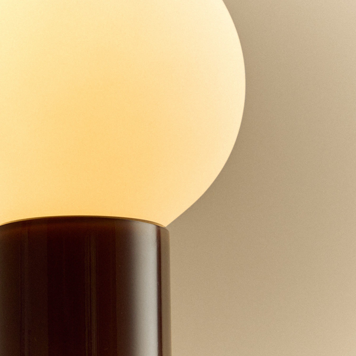 Tala Shore Table Lamp in Bottle Brown — mouth-blown glass table lamp (top view)