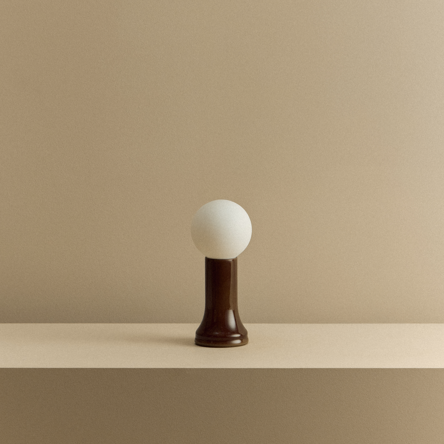 Tala Shore Table Lamp in Bottle Brown — mouth-blown glass table lamp (in-line dimmer detail)
