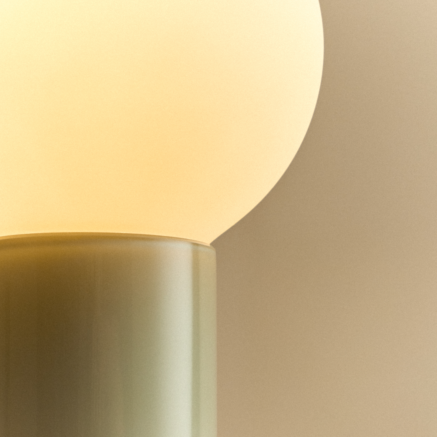 Tala Shore Table Lamp in Sea Green — mouth-blown glass table lamp (top view)