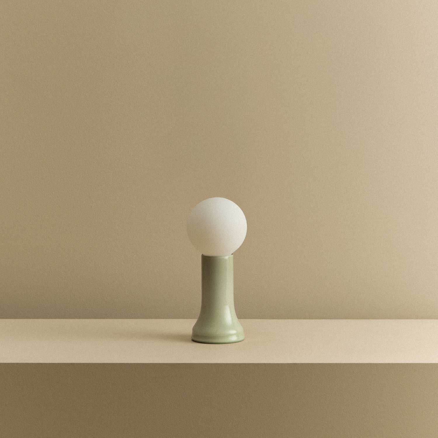 Tala Shore Table Lamp in Sea Green — mouth-blown glass table lamp (bulb detail)