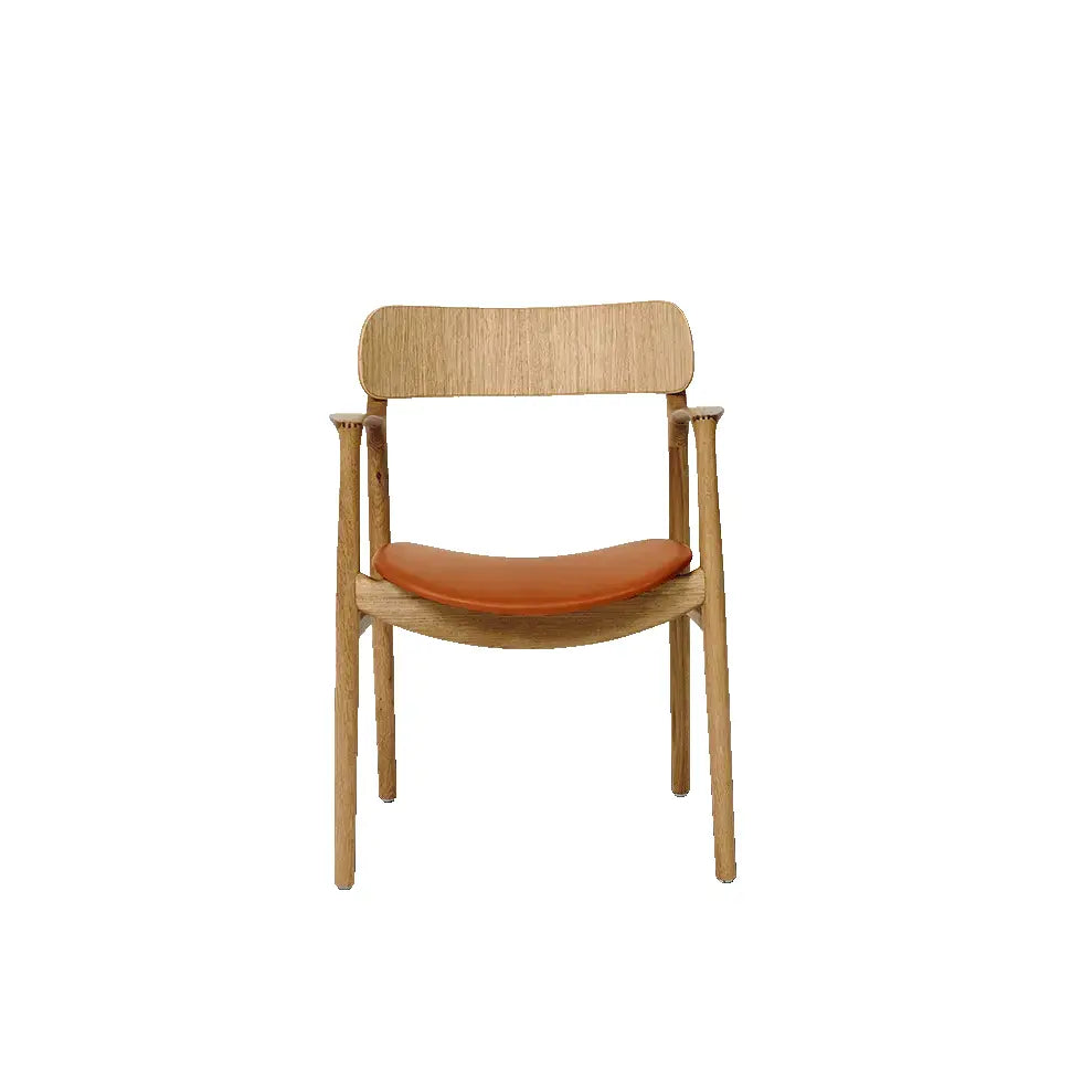 Bent Hansen Asger Dining Chair in oiled oak, cognac leather seat, oak and leather