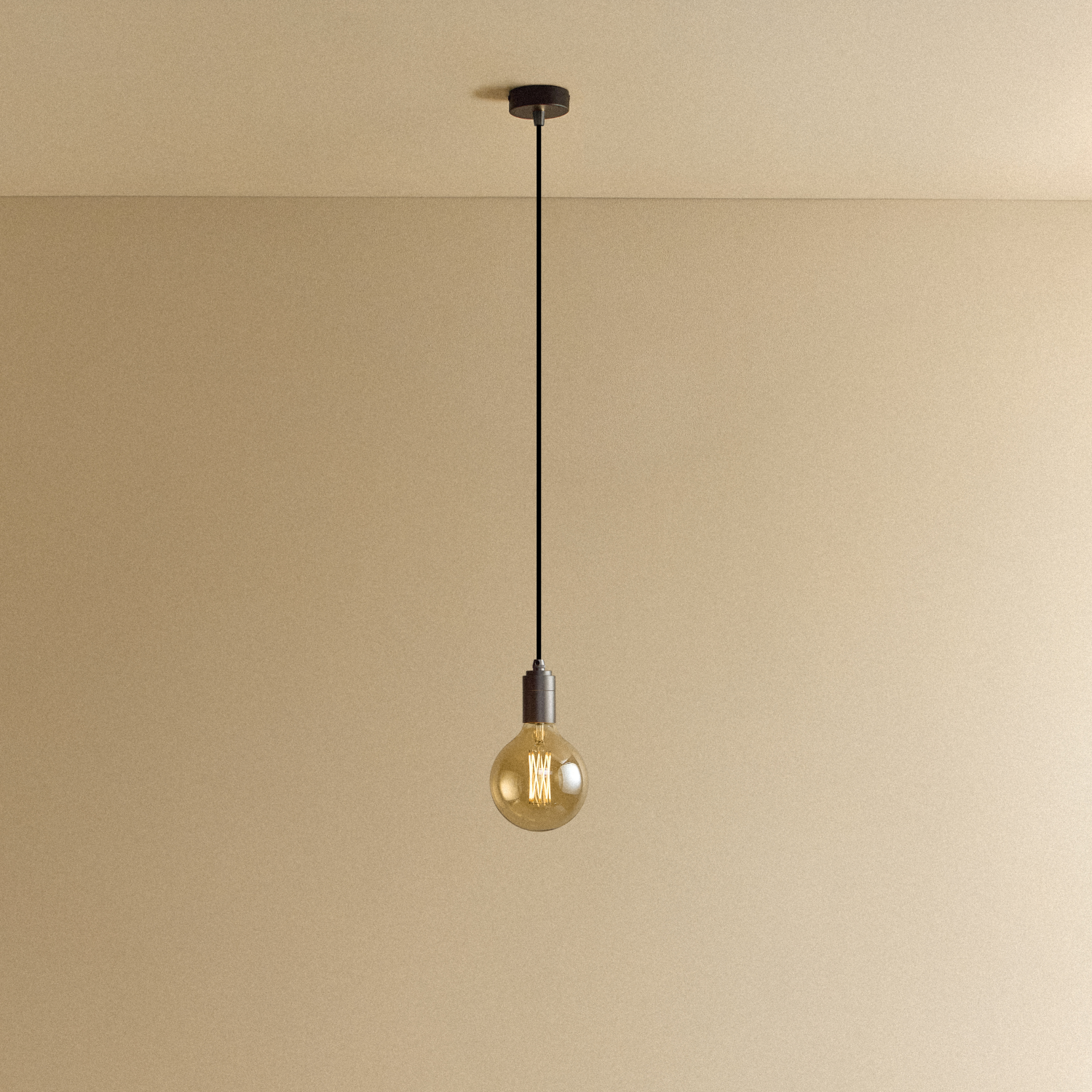 Gaia Pendant Light in Graphite, illuminated