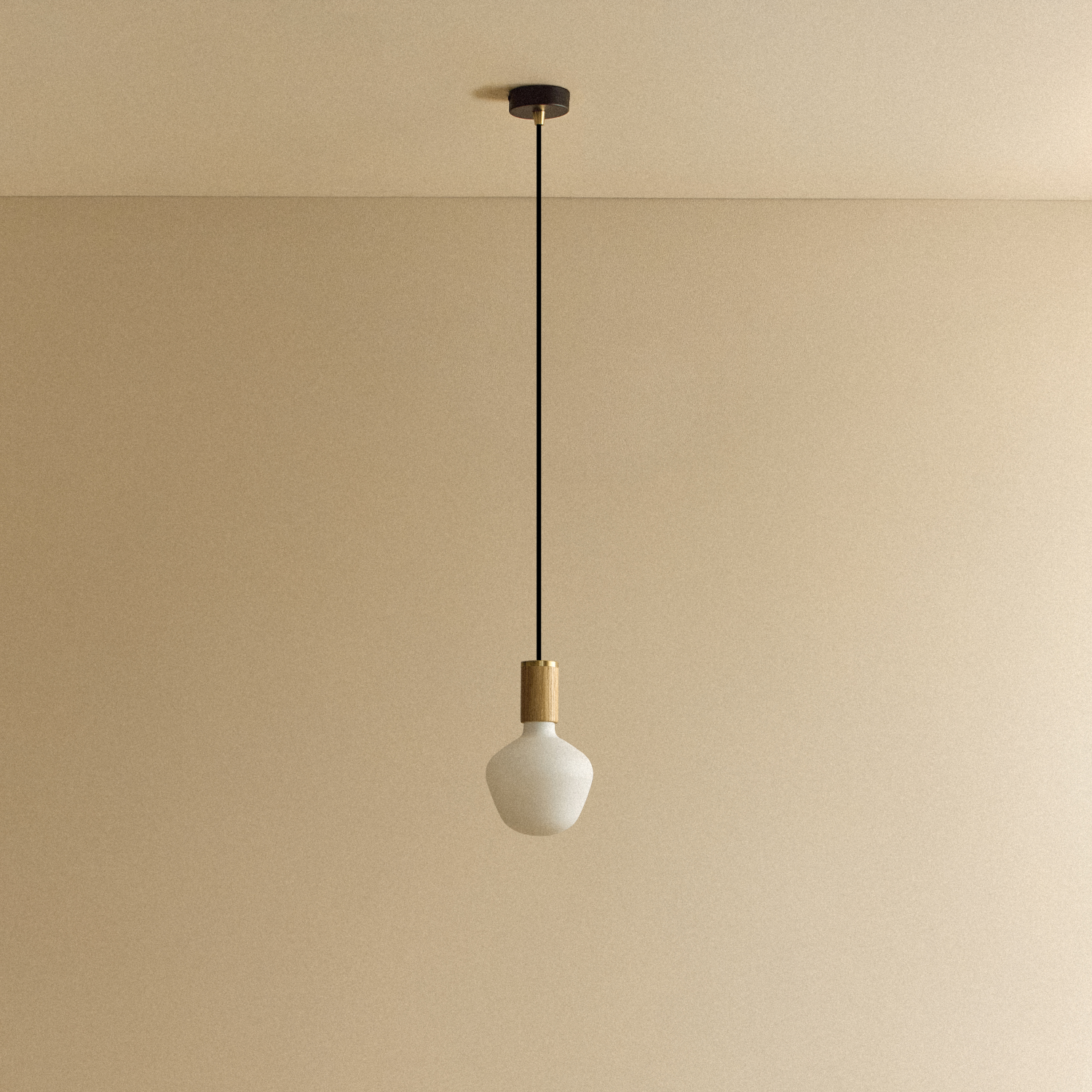 Enno Pendant Light in Oak, unlit