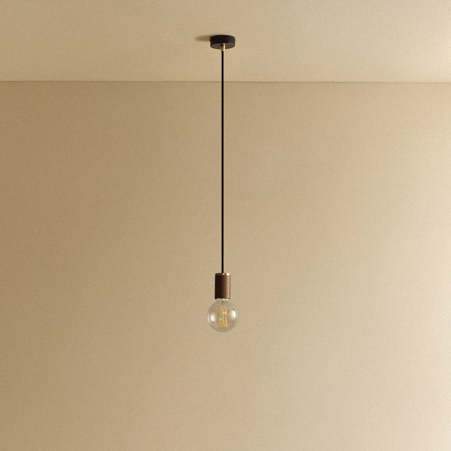 Elva Pendant Light in Walnut, Non-Tinted, unlit