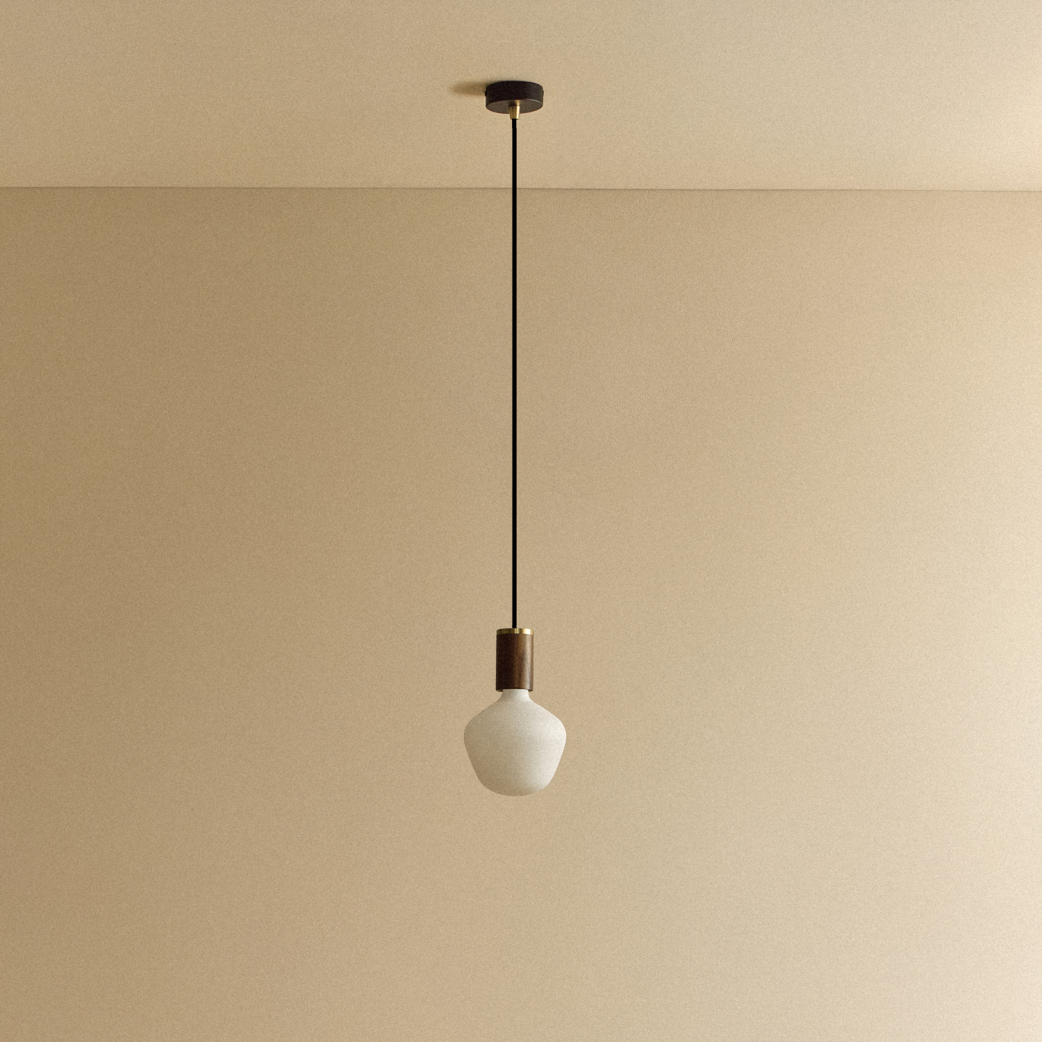 Enno Pendant Light in Walnut, unlit