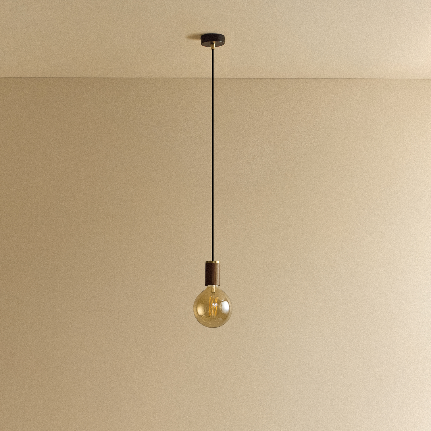Gaia Pendant Light in Walnut, unlit