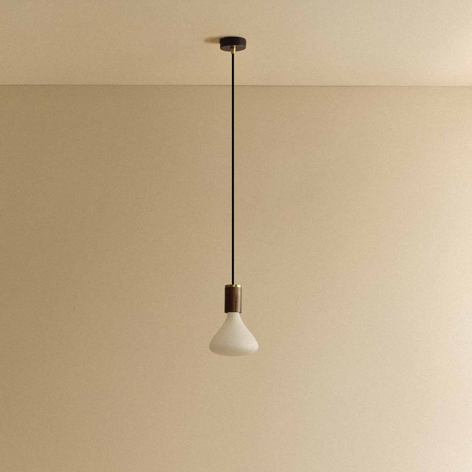 Noma Pendant Light in Walnut by Tala — bulb and glass detail