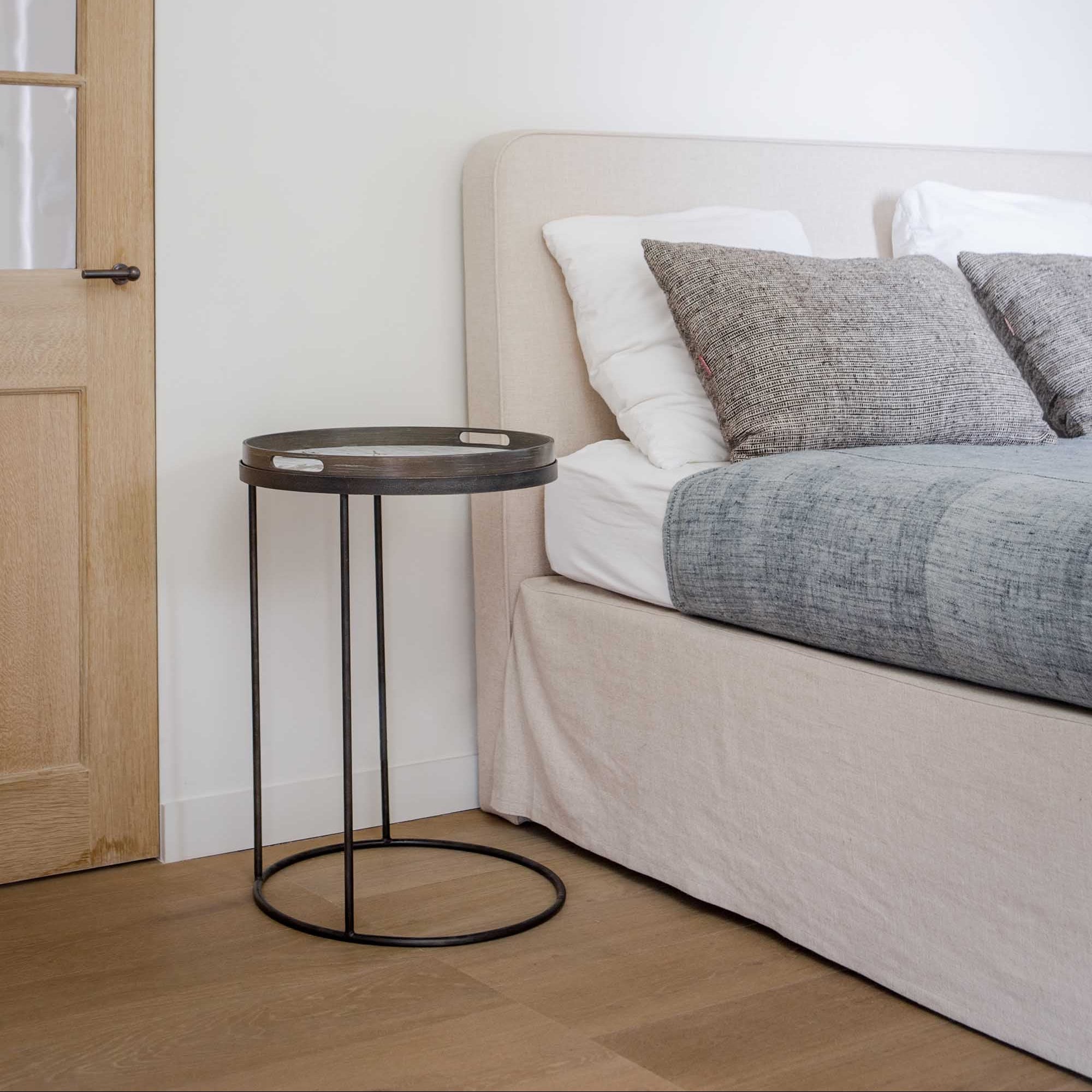 Ethnicraft Round Tray Side Table, FSC-certified solid wood furniture by Belgian brand