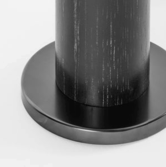Tala Knuckle table lamp in Oak, close-up detail packshot of the jointed wood arm and brass base